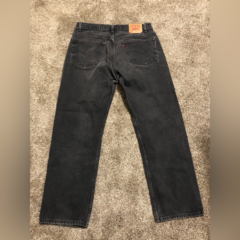 Levis 505 Vtg 90s Jeans Mens 37x30 Black Regular Fit Red Tab Denim READ!